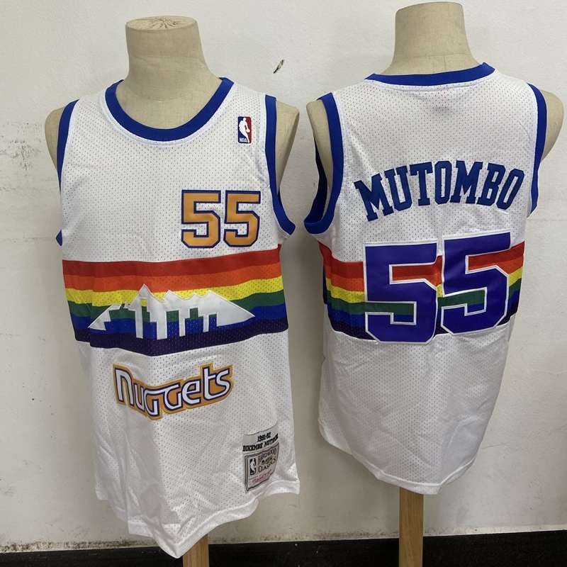 Denver Nuggets 1991/92 MUTOMBO #55 White Classics Basketball Jersey (Stitched)