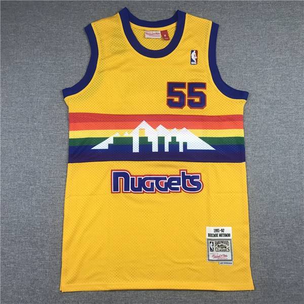 Denver Nuggets 1991/92 MUTOMBO #55 Yellow Classics Basketball Jersey (Stitched)