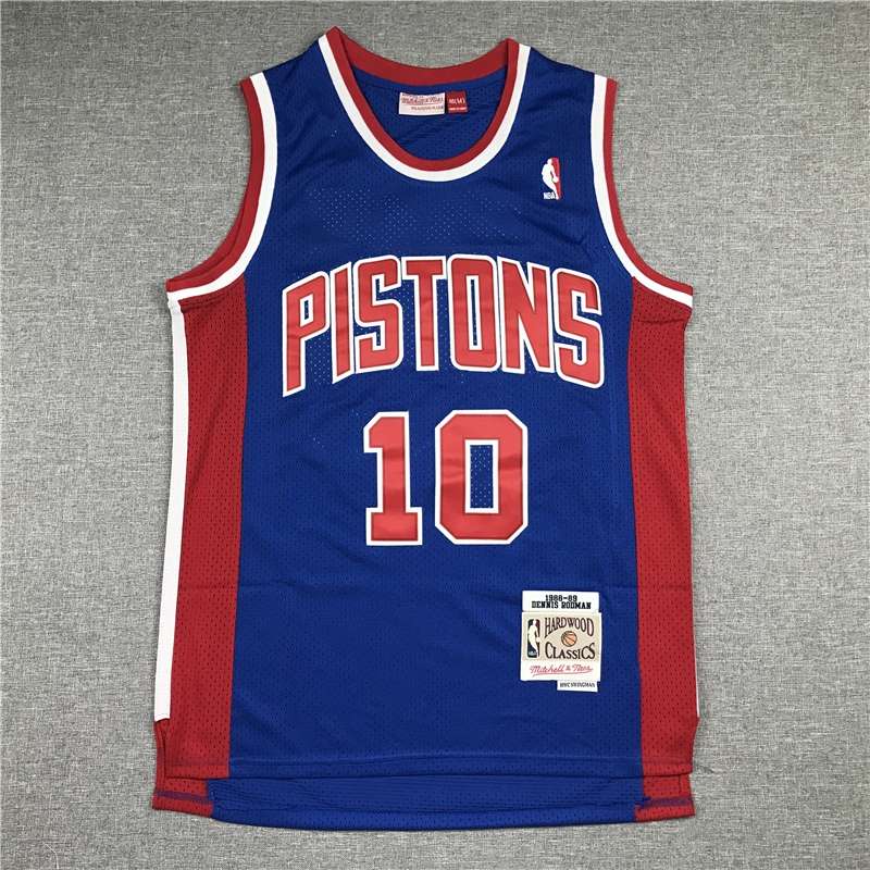 Detroit Pistons 1988/89 RODMAN #10 Blue Classics Basketball Jersey (Stitched)