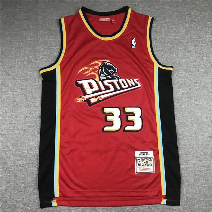 Detroit Pistons 1998/99 HILL #33 Red Classics Basketball Jersey (Stitched)