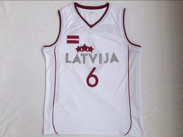 Latvija PORZINGIS #6 White Basketball Jersey (Stitched)