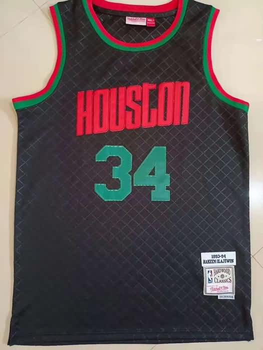 Houston Rockets 1993/94 OLAJUWON #34 Black Classics Basketball Jersey (Stitched)