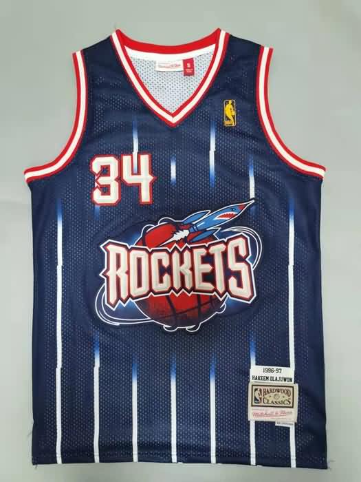 Houston Rockets 1996/97 OLAJUWON #34 Dark Blue Classics Basketball Jersey (Stitched)