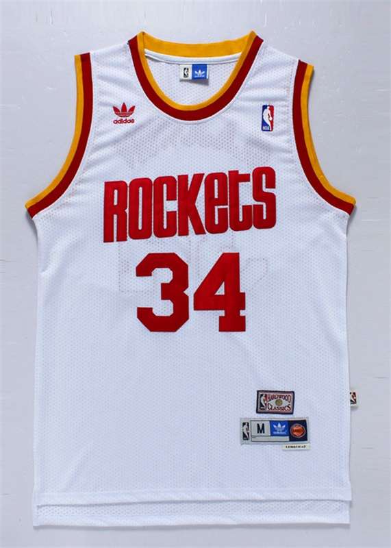 Houston Rockets OLAJUWON #34 White Classics Basketball Jersey (Stitched)