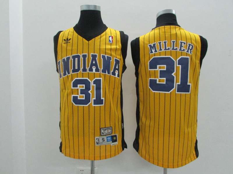 Indiana Pacers MILLER #31 Yellow Classics Basketball Jersey (Stitched)
