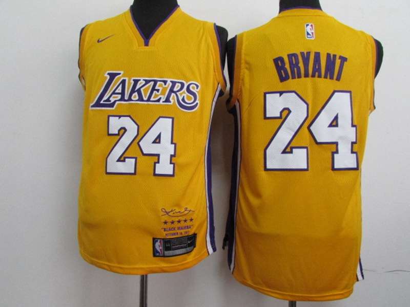 Los Angeles Lakers BRYANT #24 Yellow Basketball Jersey 4 (Stitched)