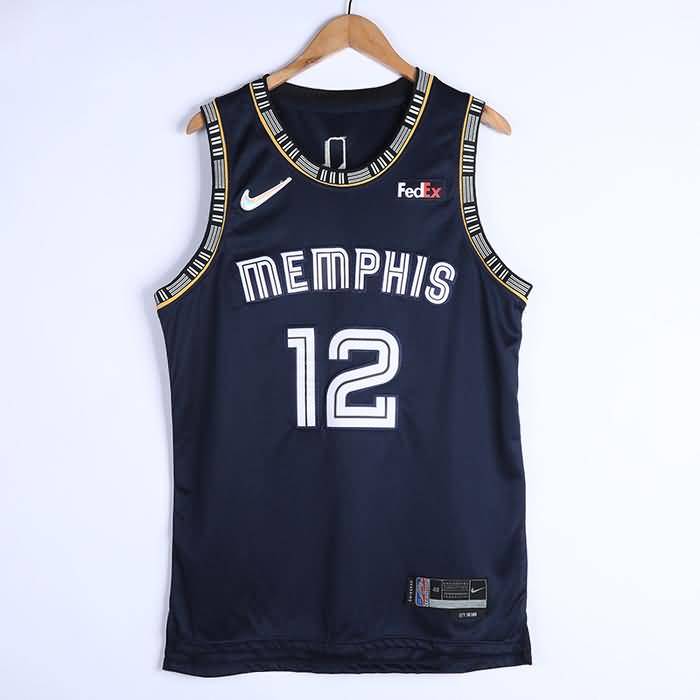 21/22 Memphis Grizzlies #12 MORANT Dark Blue City Basketball Jersey (Stitched)