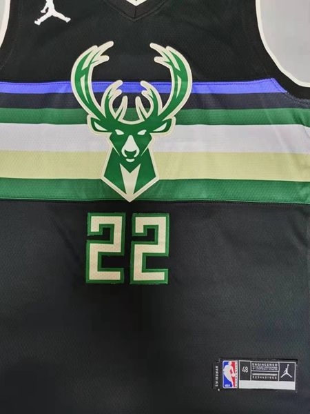 Milwaukee Bucks 20/21 MIDDLETON #22 Black AJ Basketball Jersey (Stitched)