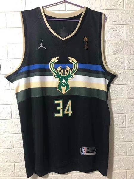 Milwaukee Bucks 20/21 ANTETOKOUNMPO #34 Black AJ Champion Basketball Jersey (Stitched)