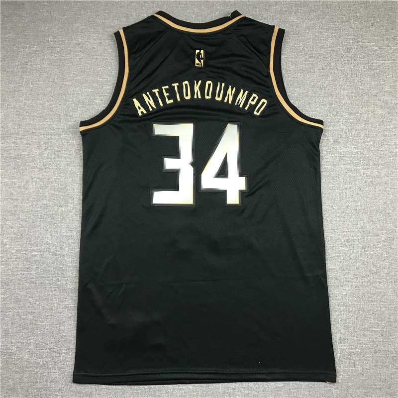 Milwaukee Bucks 20/21 ANTETOKOUNMPO #34 Black Gold Basketball Jersey (Stitched)