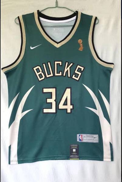 Milwaukee Bucks 20/21 ANTETOKOUNMPO #34 Green Champion Basketball Jersey (Stitched) 02