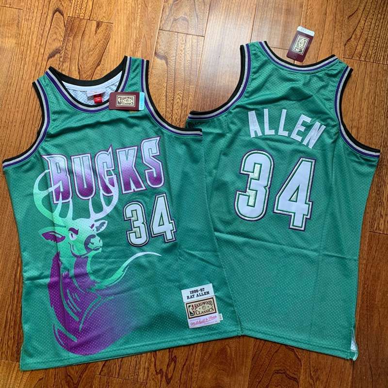 Milwaukee Bucks 1996/97 ALLEN #34 Green Classics Basketball Jersey (Closely Stitched)