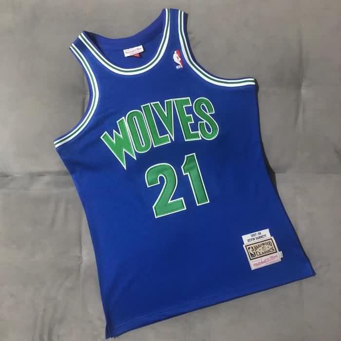 Minnesota Timberwolves 1995/96 GARNETT #21 Blue Classics Basketball Jersey (Closely Stitched)