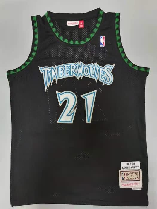 Minnesota Timberwolves 1997/98 GARNETT #21 Black Classics Basketball Jersey (Stitched)