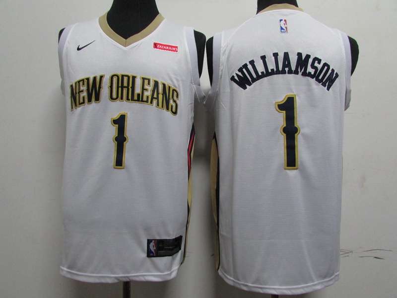 New Orleans Pelicans WILLIAMSON #1 White Basketball Jersey (Stitched)
