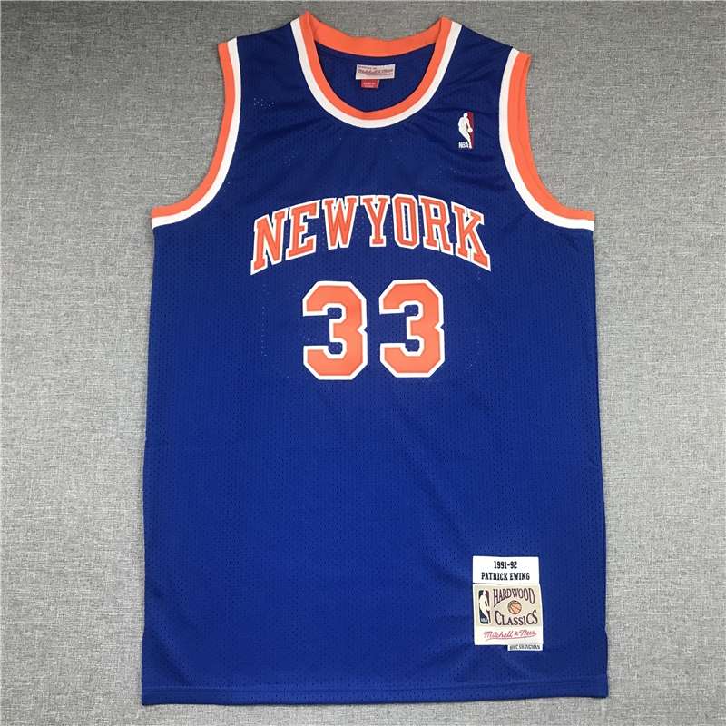 New York Knicks 1991/92 EWING #33 Blue Classics Basketball Jersey (Stitched)
