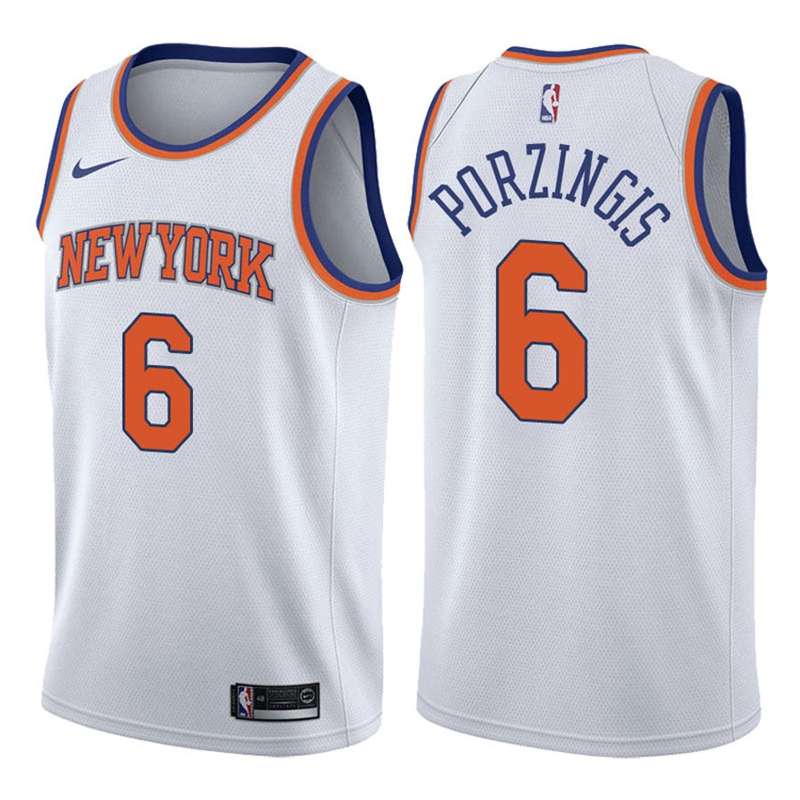 New York Knicks PORZINGIS #6 White Basketball Jersey (Stitched)