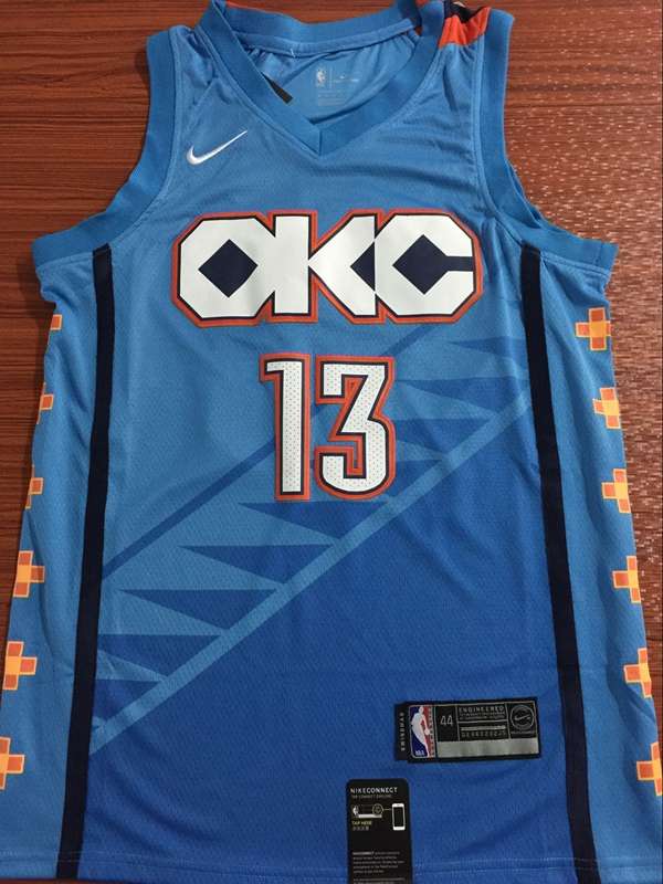 Oklahoma City Thunder GEORGE #13 Blue City Basketball Jersey (Stitched)