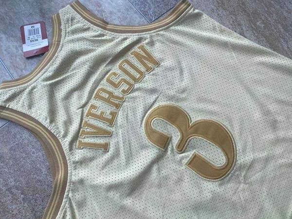 Philadelphia 76ers 2000/01 IVERSON #3 Gold Classics Basketball Jersey (Closely Stitched)