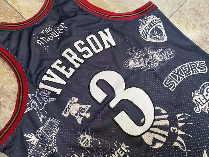 Philadelphia 76ers 1997/98 IVERSON #3 Black Classics Basketball Jersey 04 (Closely Stitched)