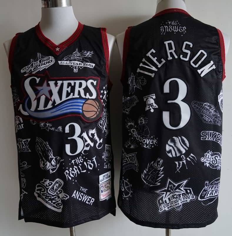 Philadelphia 76ers 1997/98 IVERSON #3 Black Classics Basketball Jersey (Stitched)