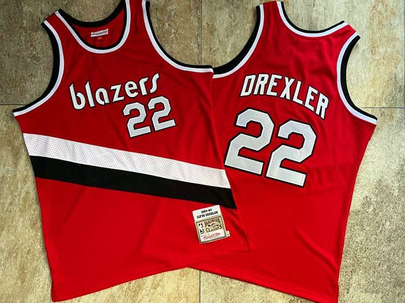 Portland Trail Blazers 1983/84 DREXLER #22 Red Classics Basketball Jersey (Closely Stitched)