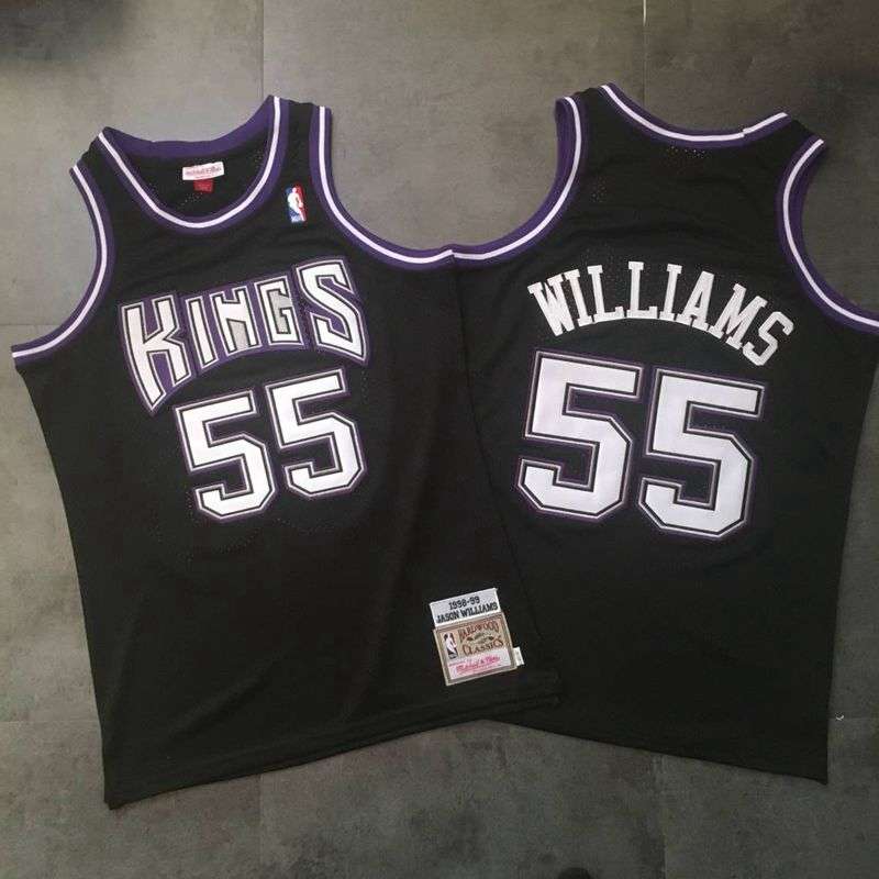 Sacramento Kings 1998/99 WILLIAMS #55 Black Classics Basketball Jersey (Closely Stitched)