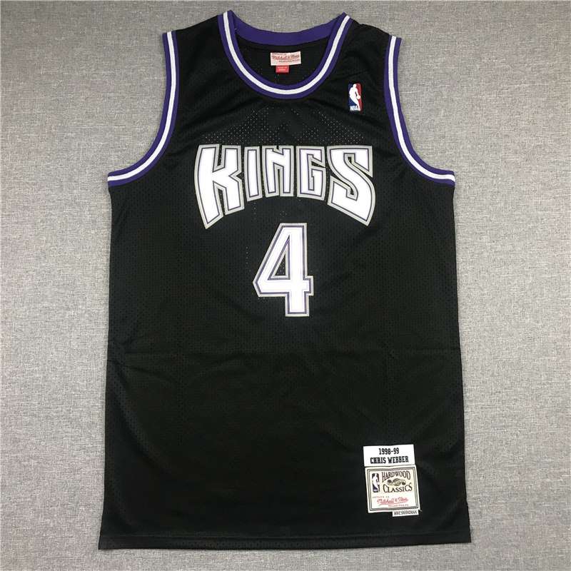 Sacramento Kings 1998/99 WEBBER #4 Black Classics Basketball Jersey (Stitched)