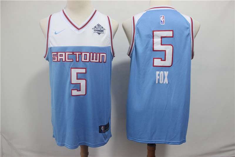 Sacramento Kings FOX #5 Blue City Classics Basketball Jersey (Stitched)