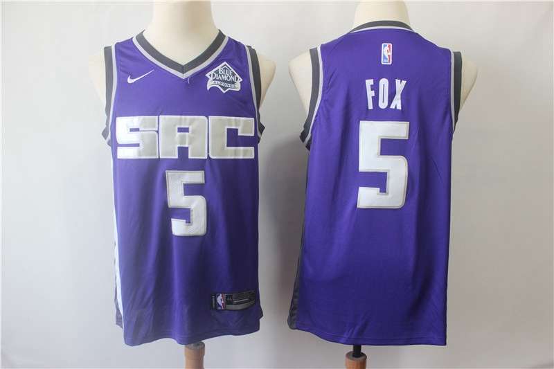 Sacramento Kings FOX #5 Purple Classics Basketball Jersey (Stitched)