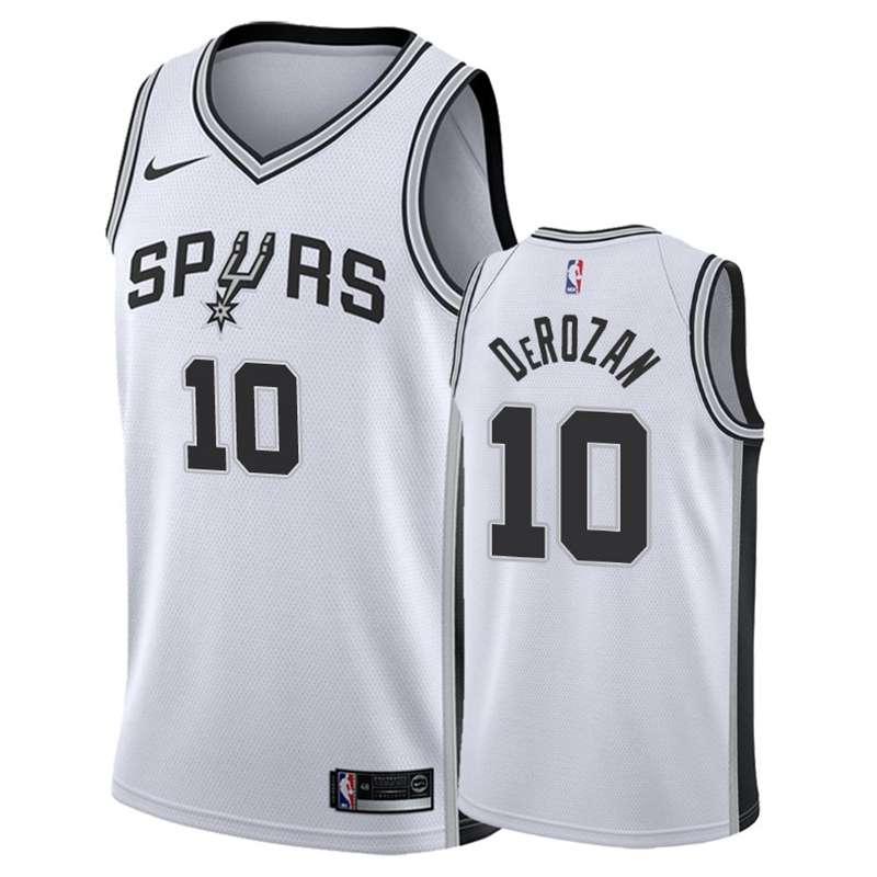 San Antonio Spurs DEROZAN #10 White Basketball Jersey (Stitched)