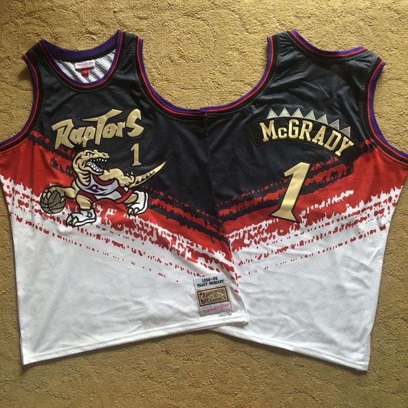 Toronto Raptors 1998/99 MCGRADY #1 Black White Classics Basketball Jersey (Closely Stitched)