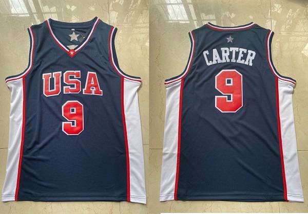 USA 2000 CARTER #9 Dark Blue Classics Basketball Jersey (Stitched)