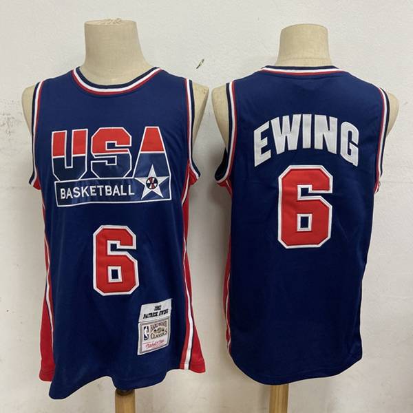 USA 1992 EWING #6 Dark Blue Classics Basketball Jersey (Stitched)