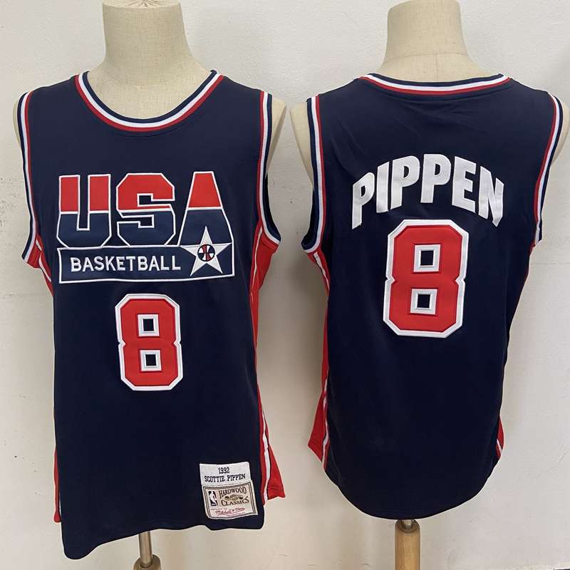 USA 1992 PIPPEN #8 Dark Blue Classics Basketball Jersey (Stitched)