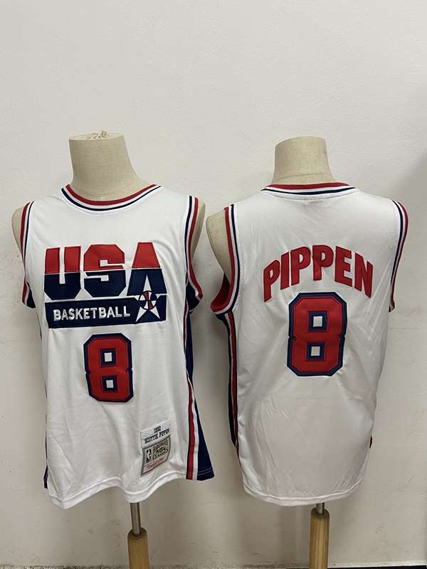 USA 1992 PIPPEN #8 White Classics Basketball Jersey (Stitched)