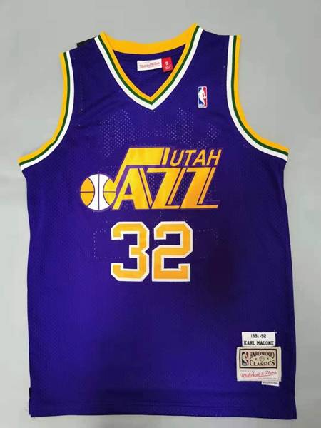 Utah Jazz 1991/92 K.MALONE #32 Purple Classics Basketball Jersey (Stitched)