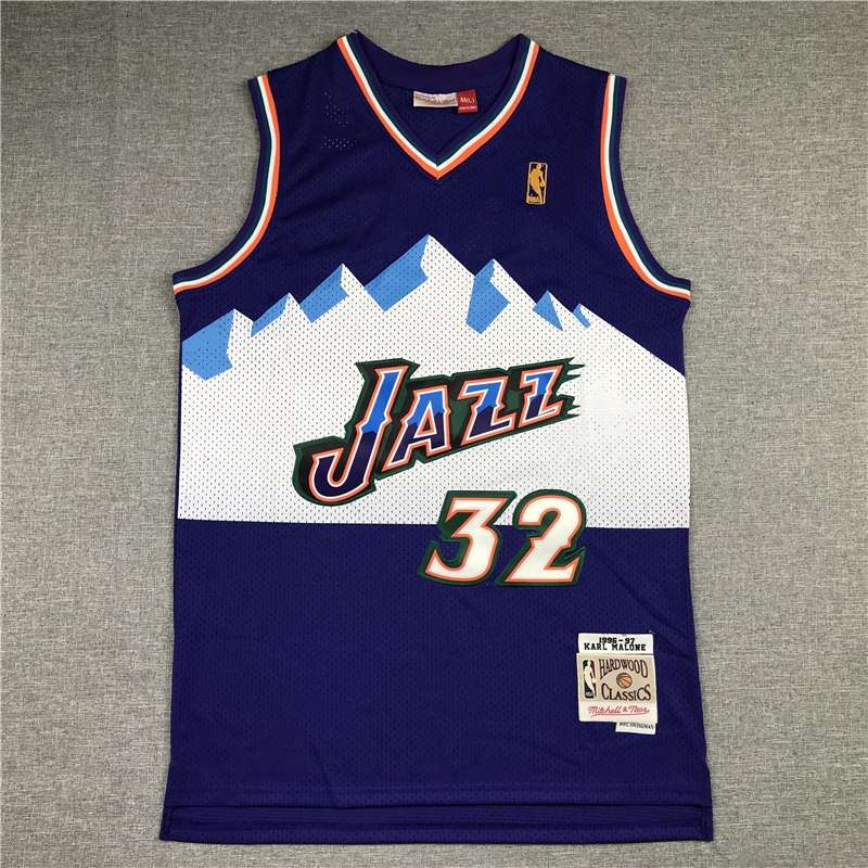 Utah Jazz 1996/97 MALONE #32 Purple Classics Basketball Jersey (Stitched)
