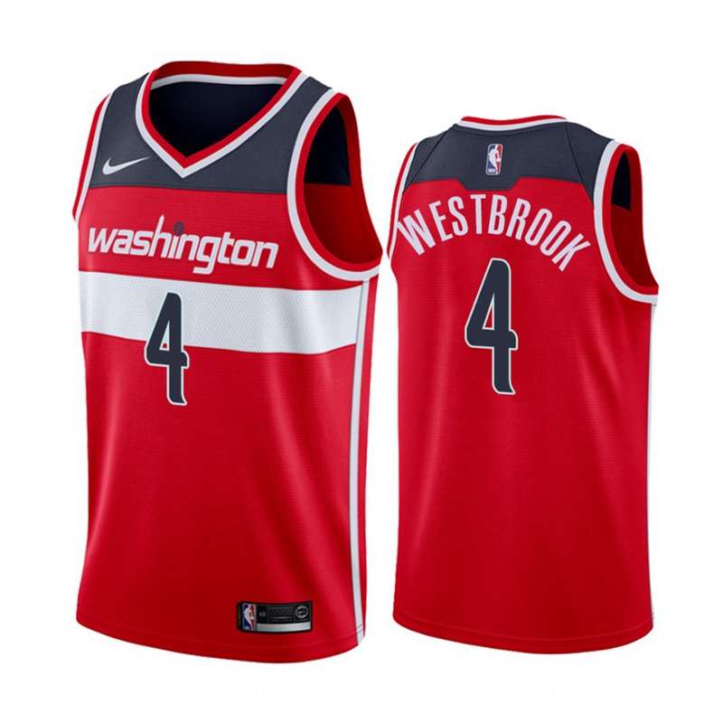 Washington Wizards 20/21 WESTBROOK #4 Red Basketball Jersey (Stitched)