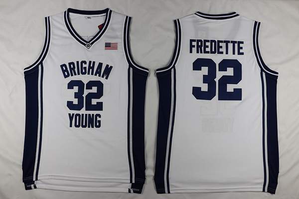 BYU Cougars FREDETTE #32 White NCAA Basketball Jersey