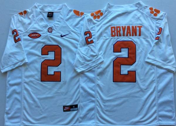 Clemson Tigers BRYANT #2 White NCAA Football Jersey