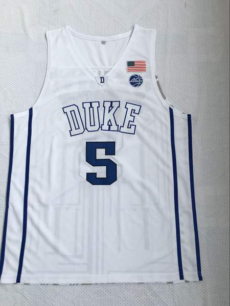 Duke Blue Devils BARRETT #5 White NCAA Basketball Jersey
