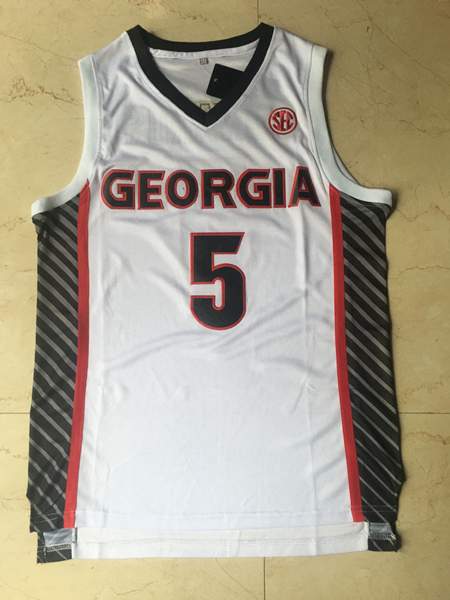 Georgia Bulldogs EDWAROS #5 White NCAA Basketball Jersey 02