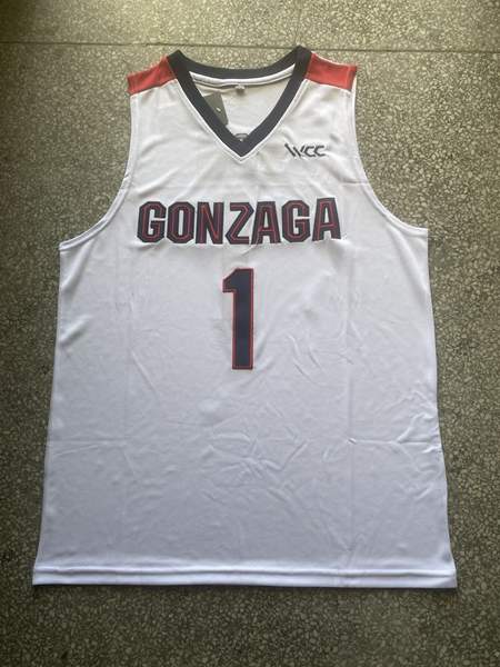 Gonzaga Bulldogs SUGGS #1 White NCAA Basketball Jersey 02