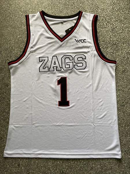 Gonzaga Bulldogs SUGGS #1 White NCAA Basketball Jersey 03