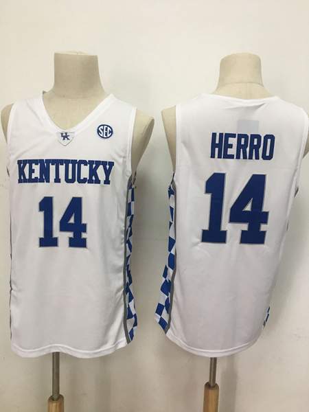 Kentucky Wildcats HERRO #14 White NCAA Basketball Jersey