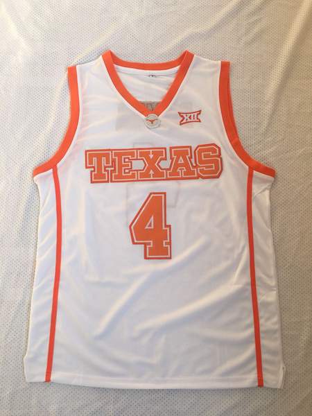 Texas Longhorns BAMBA #4 White NCAA Basketball Jersey