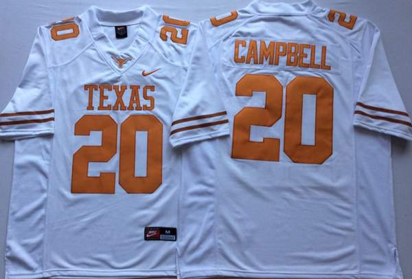 Texas Longhorns CAMPBELL #20 White NCAA Football Jersey