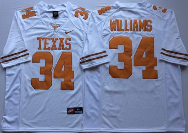 Texas Longhorns WILLIAMS #34 White NCAA Football Jersey