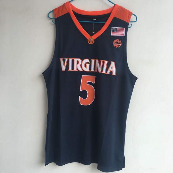 Virginia Cavaliers GUY #5 Dark Blue NCAA Basketball Jersey